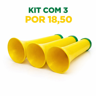 Kit 3 Cornetas Torcida Brasil Vuvuzela Copa do Mundo Estádio Futebol Torcedor em Oferta na Shopee