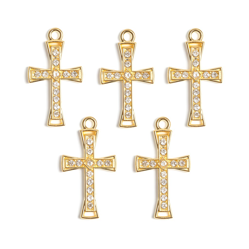 Pingente De Cruz Com Strass - 20 Peças  Dourado/Níquel em Oferta na Shopee