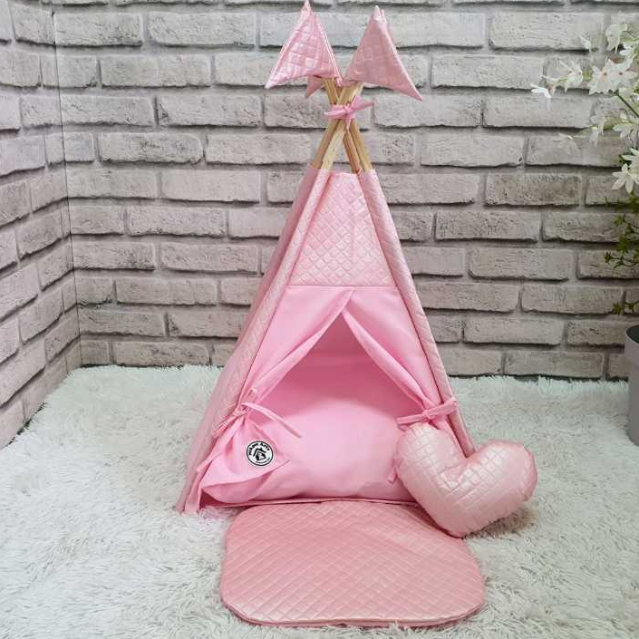 Cabana Para Cães e Gatos Rosa Tenda Pet Lavável Com Almofada Rosa Bebê