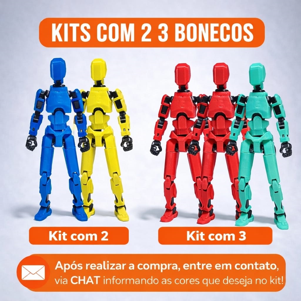 kit com 3 Boneco Dummy 13 Articulado Montado ou Desmontado Colecionável 3D