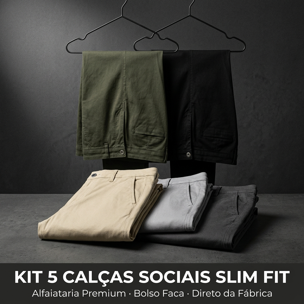 Kit 5 Calça Alfaiataria Masculino Slim Fit Calça Sarja Masculina Premium Calça Jeans Masculina Sarja