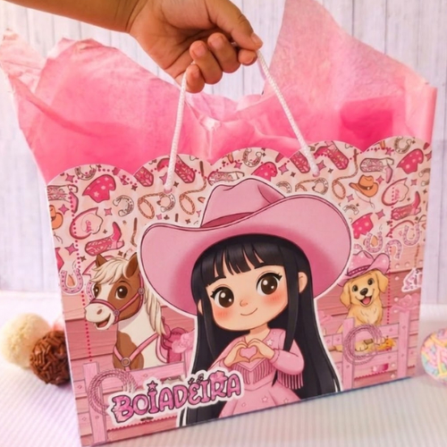 Sacolinhas Para Lembrancinhas BOIADEIRA ANA CASTELA Aniversário BOIADEIRINHA Festa Infantil Sacola Papel PEGUE E MONTE