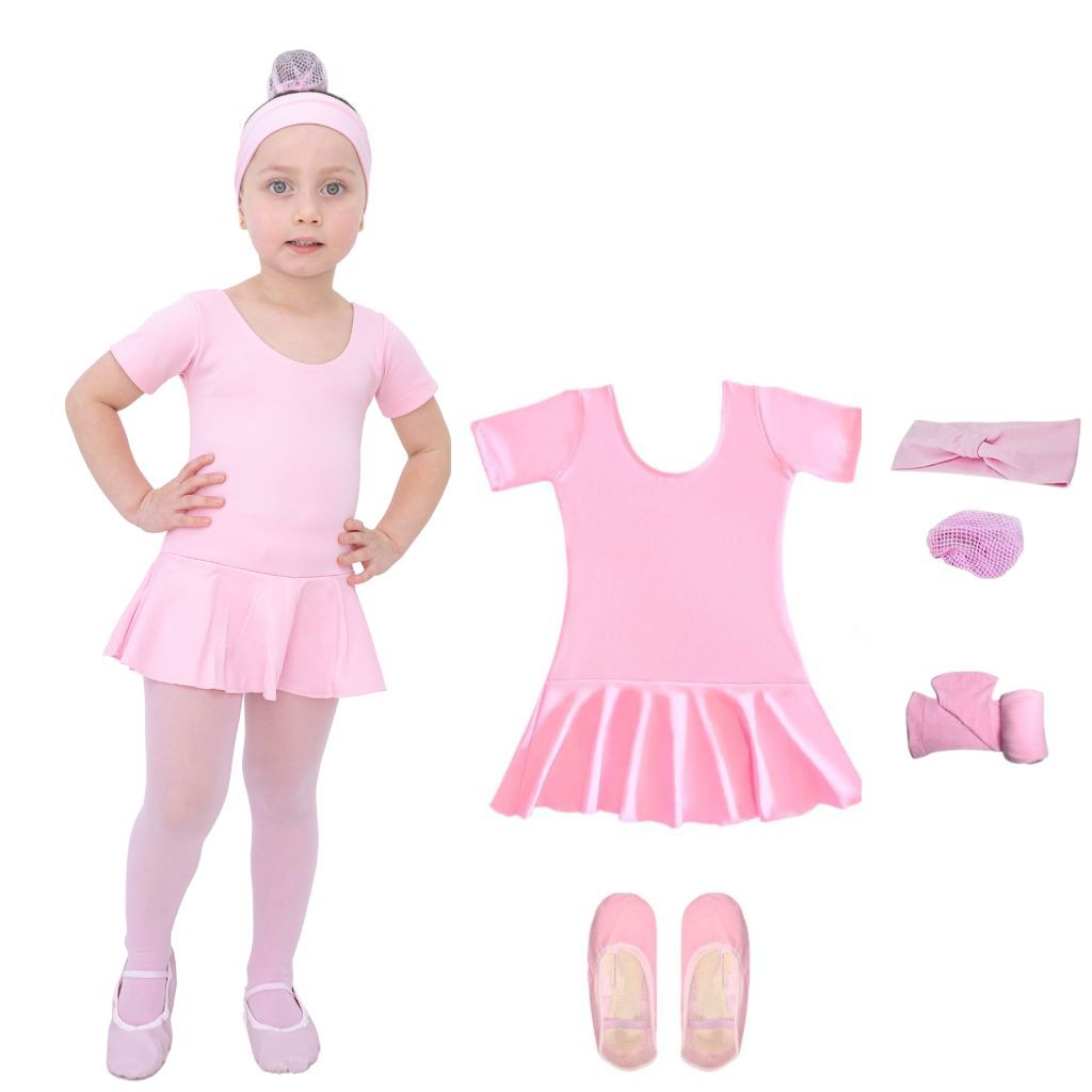 Kit Ballet 5 Itens Vestido Rosa  Baby Class Infantil