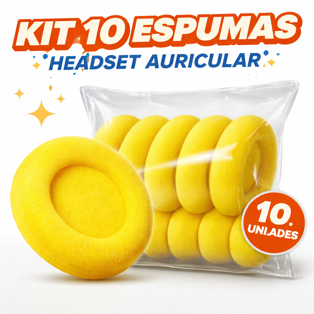 Espuma Headset amarelo Intelbras Earset Unixtron Kit 10 Protetor Auricular Reposição