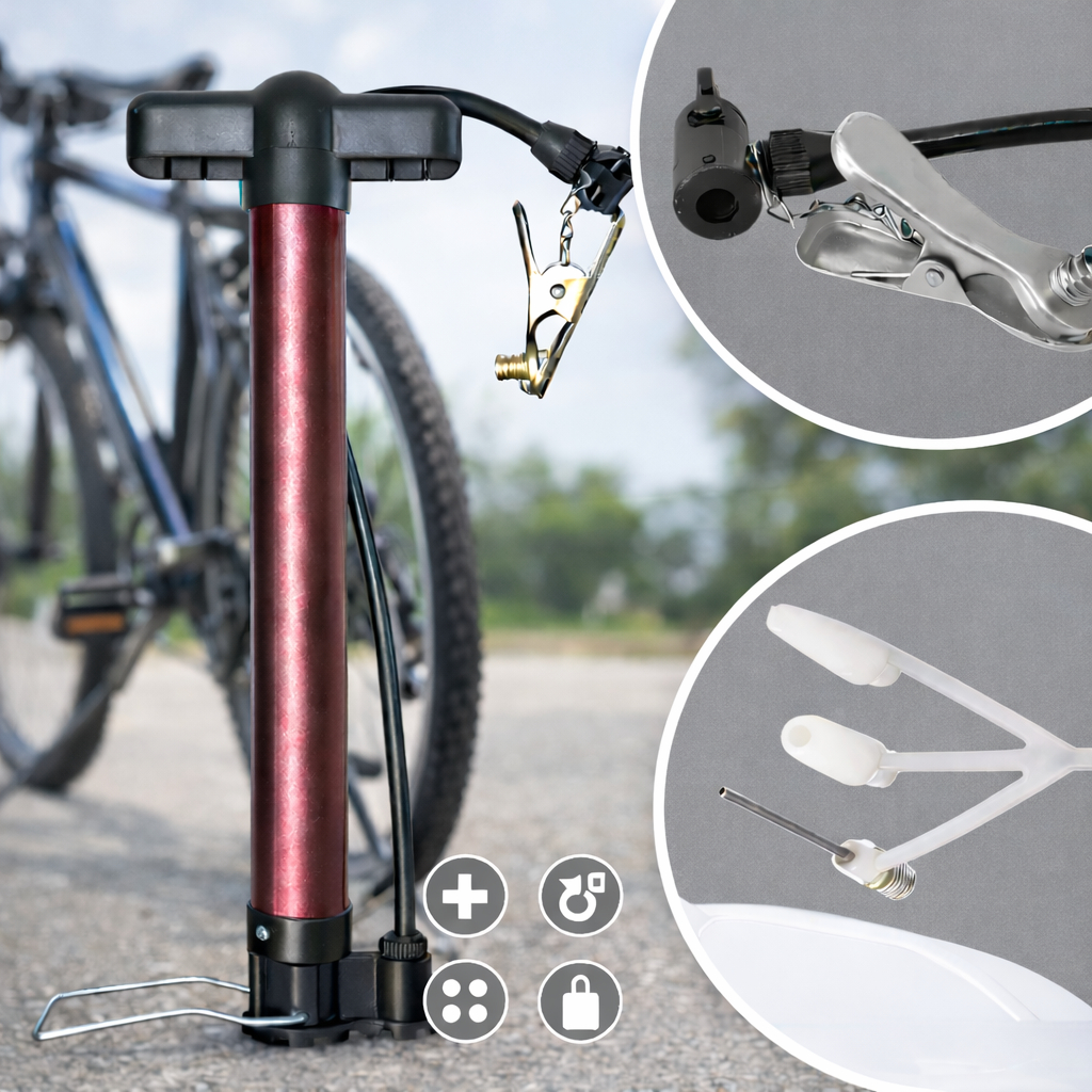 Bomba de Bicicleta Para Encher Pneu Bike Bola Piscina Moto Manual