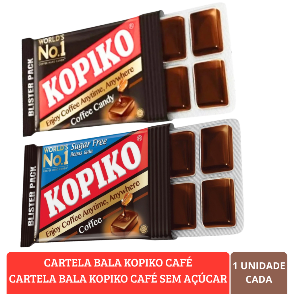 KIT 2X CARTELA KOPIKO CAFÉ, CAPPUCCINO, SEM AÇÚCAR  - A MESMA BALA DOS DORAMAS COREANO