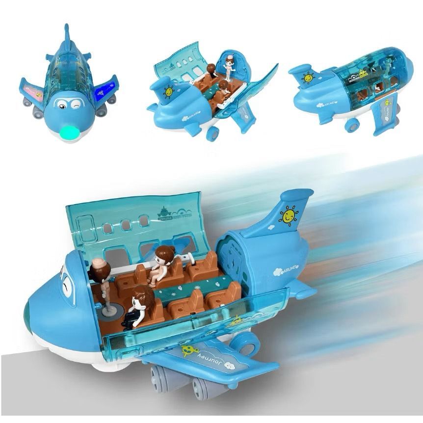 Brinquedo Infantil Elétrico Avião Giratório Maluco Gira 360º Bate e Volta, Com Luzes e Sons, Avião Maluco Com Passageiro