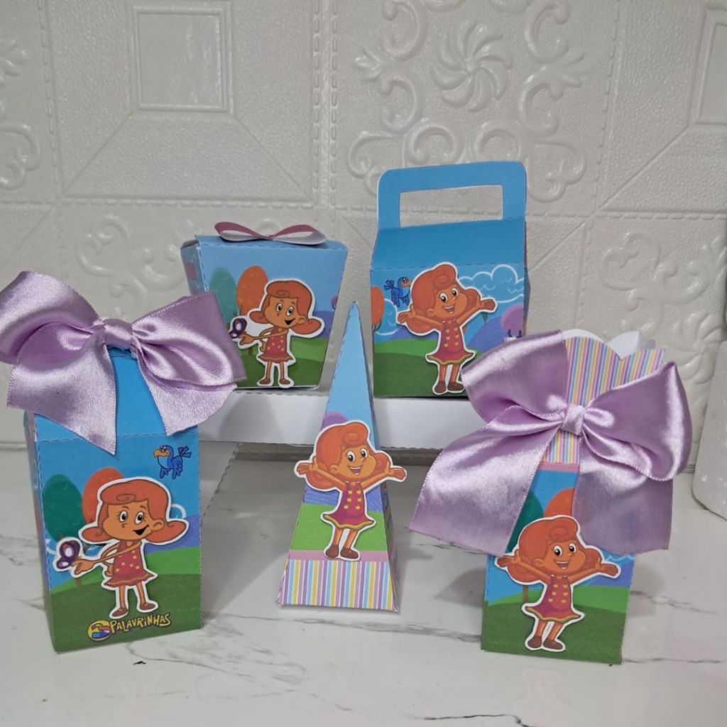 Kit festa- 3 Palavrinhas -Lembrancinhas personalizada-Caixinhas Personalizada-Papelaria-festa infantil