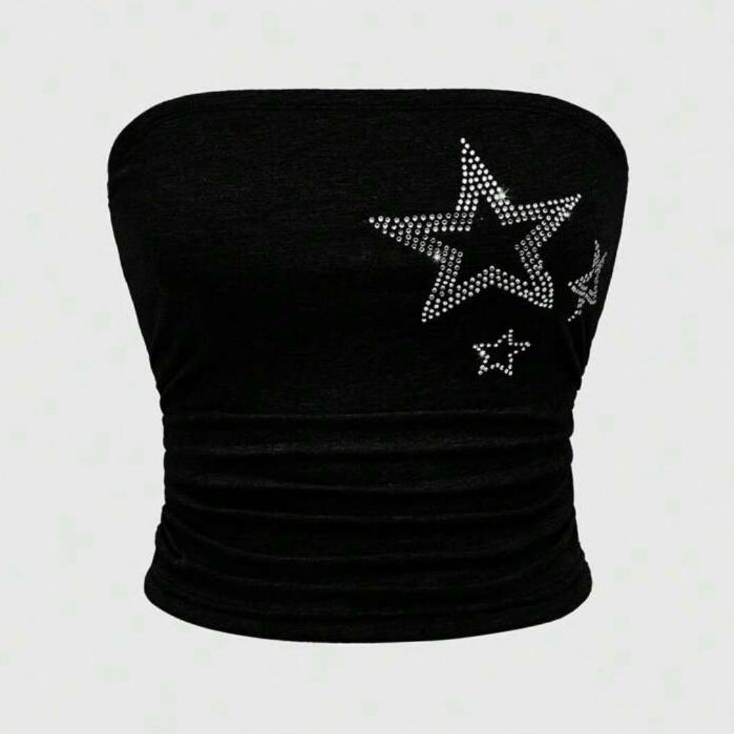 Tube Top de estrela diversas cores Top sem alças com strass para mulheres