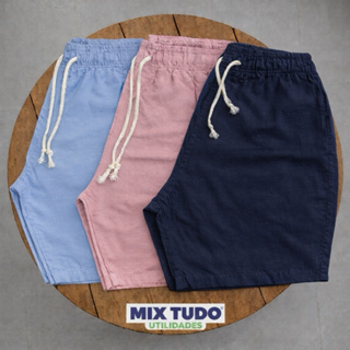 Kit 3 Shorts Linho Mauricinho Masculino com 3 Bolsos Casual. em Oferta na Shopee