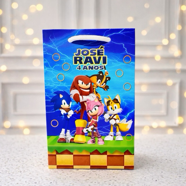 Sacolinha Surpresa Personalizada Lembrancinha Festa Infantil Sonic Sacola para doces de Aniversário