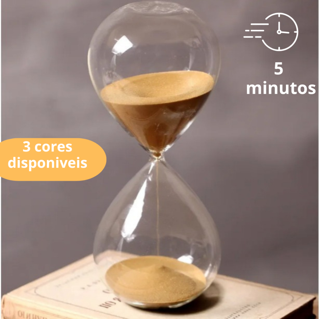 Ampulheta de 5 Minutos de Vidro Pequena Decorativa - Escolha a cor