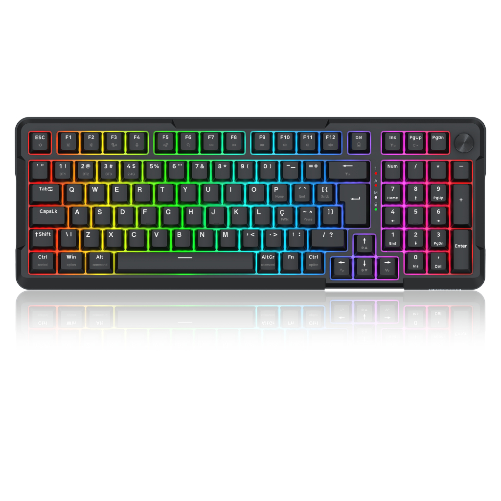 Teclado Mecânico Gamer Redragon Arlokks Preto RGB Gasket Mount 1800 Compact Switch Redragon Rpc Linear Qmk Via Hotswap