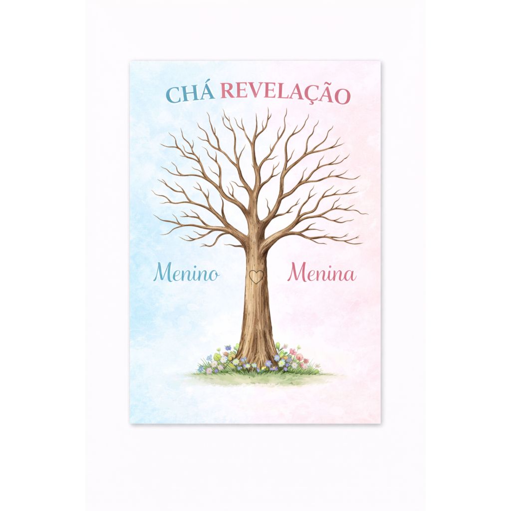 Quadro Chá Revelação Árvore Digital Menino ou Menina