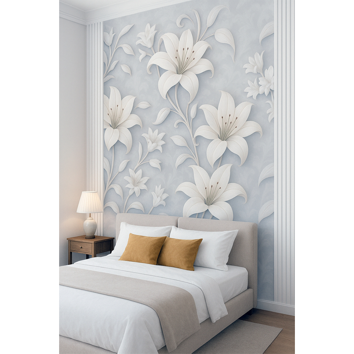 Papel de Parede Painel Floral para Sala + Ripado PAREDE TODA