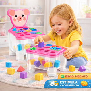Cadeirinha Assento Infantil Mesinha Didática De Atividades Menina Bichos em Oferta na Shopee
