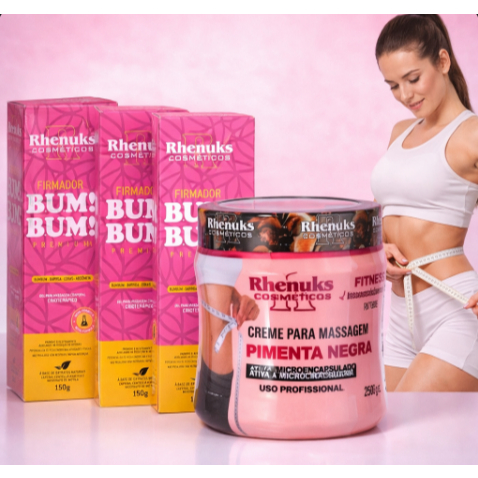 COMBO VERÃO CORPO EM FORMA - Derrete Gorduta e Firma BUMBUM Creme Gel Pimenta Negra Redutor De Medidas 200g 02 UNIDADES