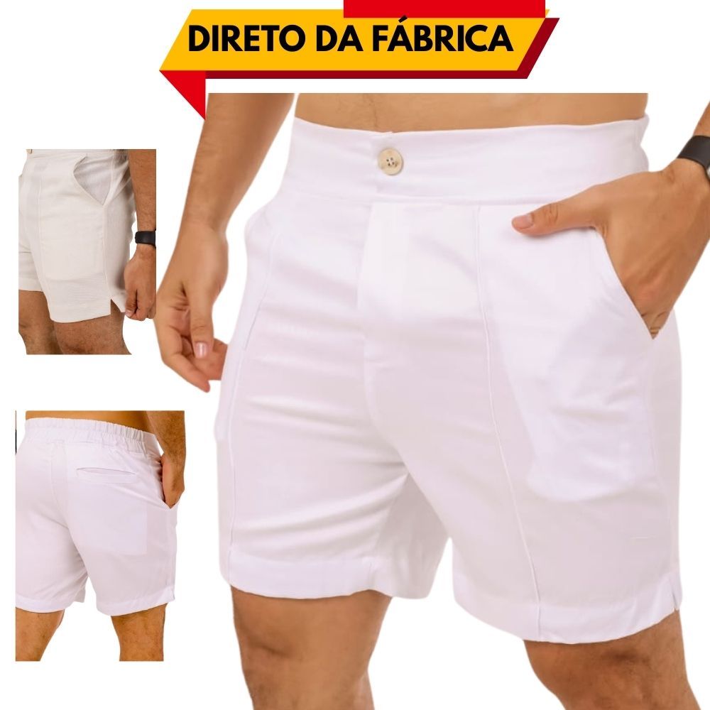 Shorts Bermuda Masculina Mauricinho Alfaiataria linho Sporte Fino