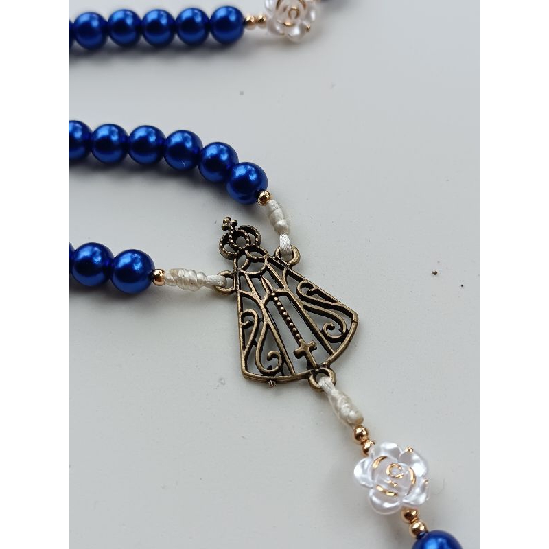 Terço Nossa Senhora Aparecida Personalizado com Nome | Terço Azul Artesanal Católico | Presente Religioso
