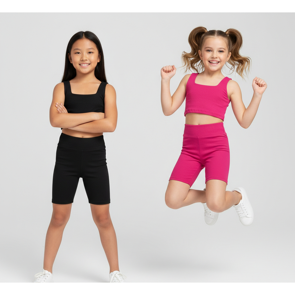 Roupa De Ginástica Infantil Feminina 2 Conj. Fitness Treino