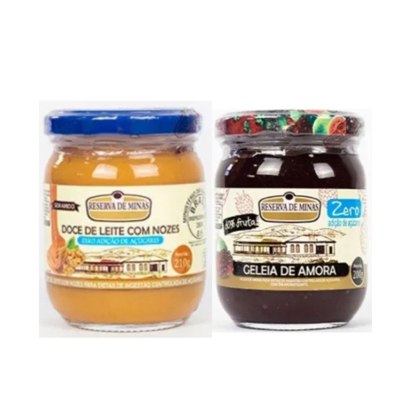 COMBO Geléia de amora zero açúcar 200g + Doce De Leite Com Nozes Zero Açúcar 210g