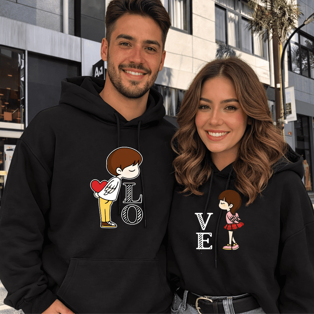 conjunto de casal Moletom Canguru para Casal Blusa de Frio Feminina/Masculina flanelado 100% Algodão casual namorados