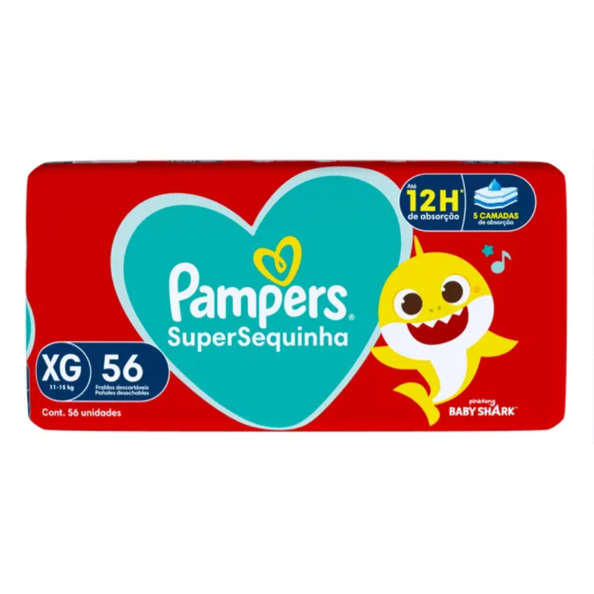 Pampers Super Sequinha Xg (11 A 15 Kg) 56 Unidades Gênero Sem gênero Tamanho Extra grande