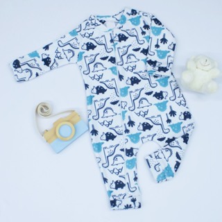Macacão Soft Peluciado Bebê Menino Estampado Dino Azul Pijama Quente Manga Longa em Oferta na Shopee
