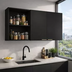 QUEIMA DE ESTOQUE Armário Suspenso Multiuso 90cm 2 Portas Nichos Organizador Casa Cozinha