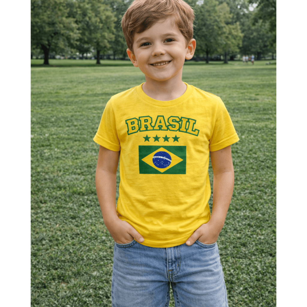 Camiseta infantil juvenil Brasil,blusa 100%algodão menino futebol, promoção camisa amarela