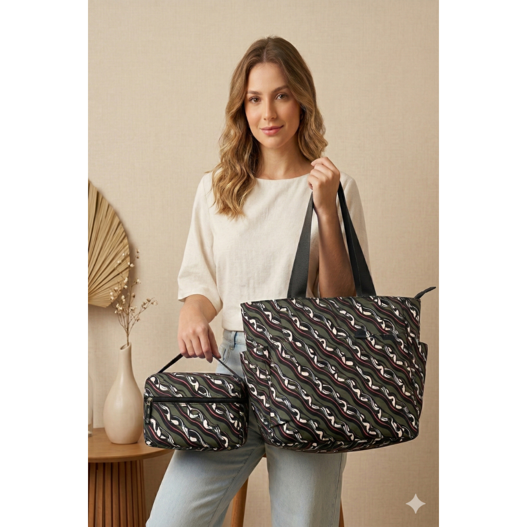 Kit Bolsa Feminina Sacola Tote Com Necessaire Porta Máquiagem Estampada Verão Espaçosa Envio Rápido em Oferta na Shopee