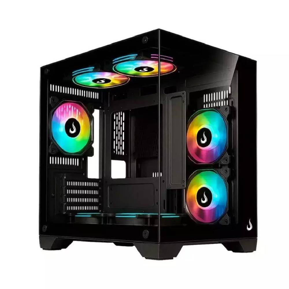 Gabinete Gamer Rise Mode Galaxy Glass M Mini Vidro Temperado USB 3.0 S/ Fan - Preto