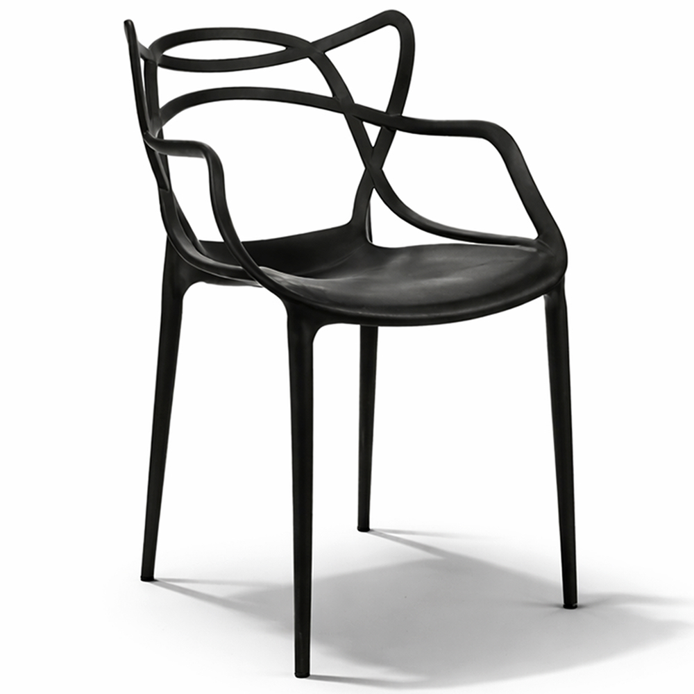 Cadeira de Jantar Allegra Preta Moderna Resistente c/ proteção UV Cozinha Área Gourmet