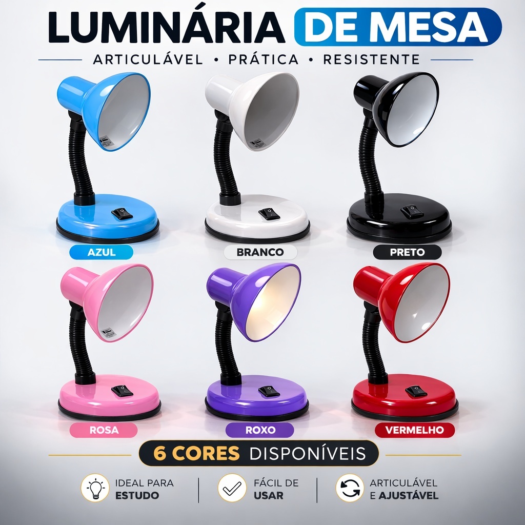 Luminária Abajur Mesa Base Flexível Dobrável Articulável Mini Pixar de Estudo para Escrivaninha Led em Oferta na Shopee