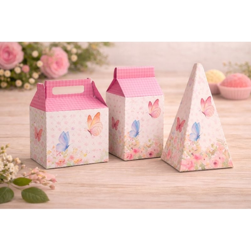 Kit Caixinhas Personalizadas Festa | Milk Maletinha Pirâmide | Lembrancinha