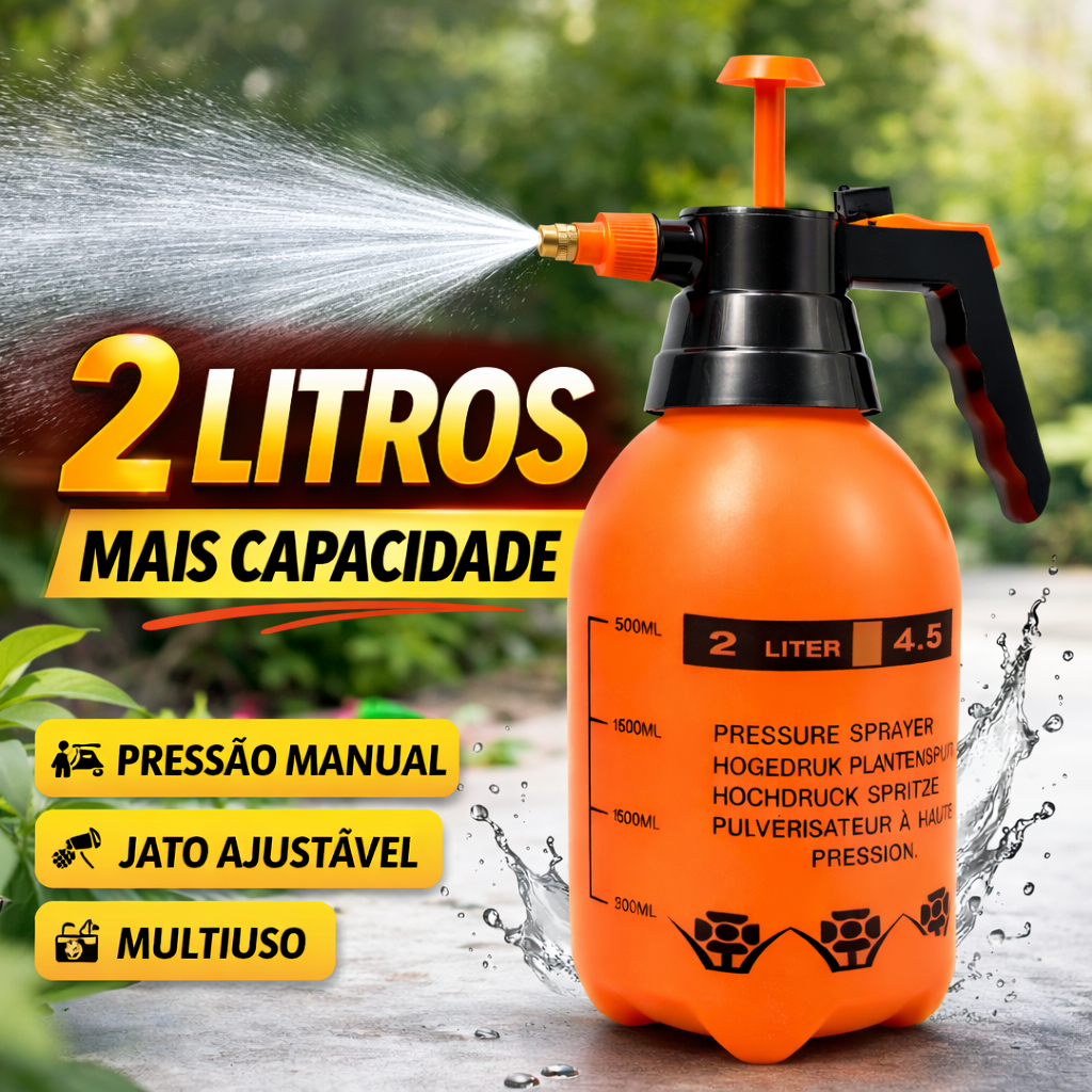 Pulverizador de Pressão Manual 2 Litros para Jardim e Plantas