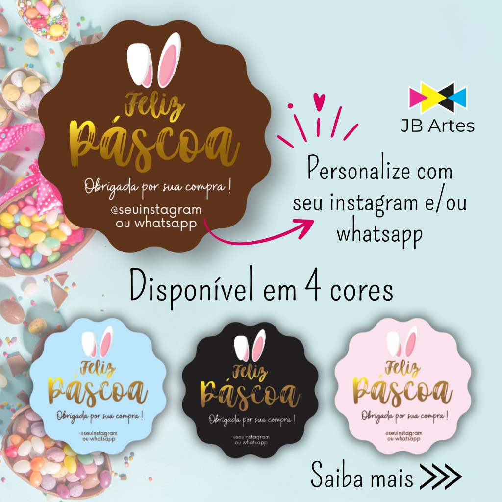 Até 200 Adesivo Personalizado Para Embalagem Ovo de Páscoa 4cm em Oferta na Shopee