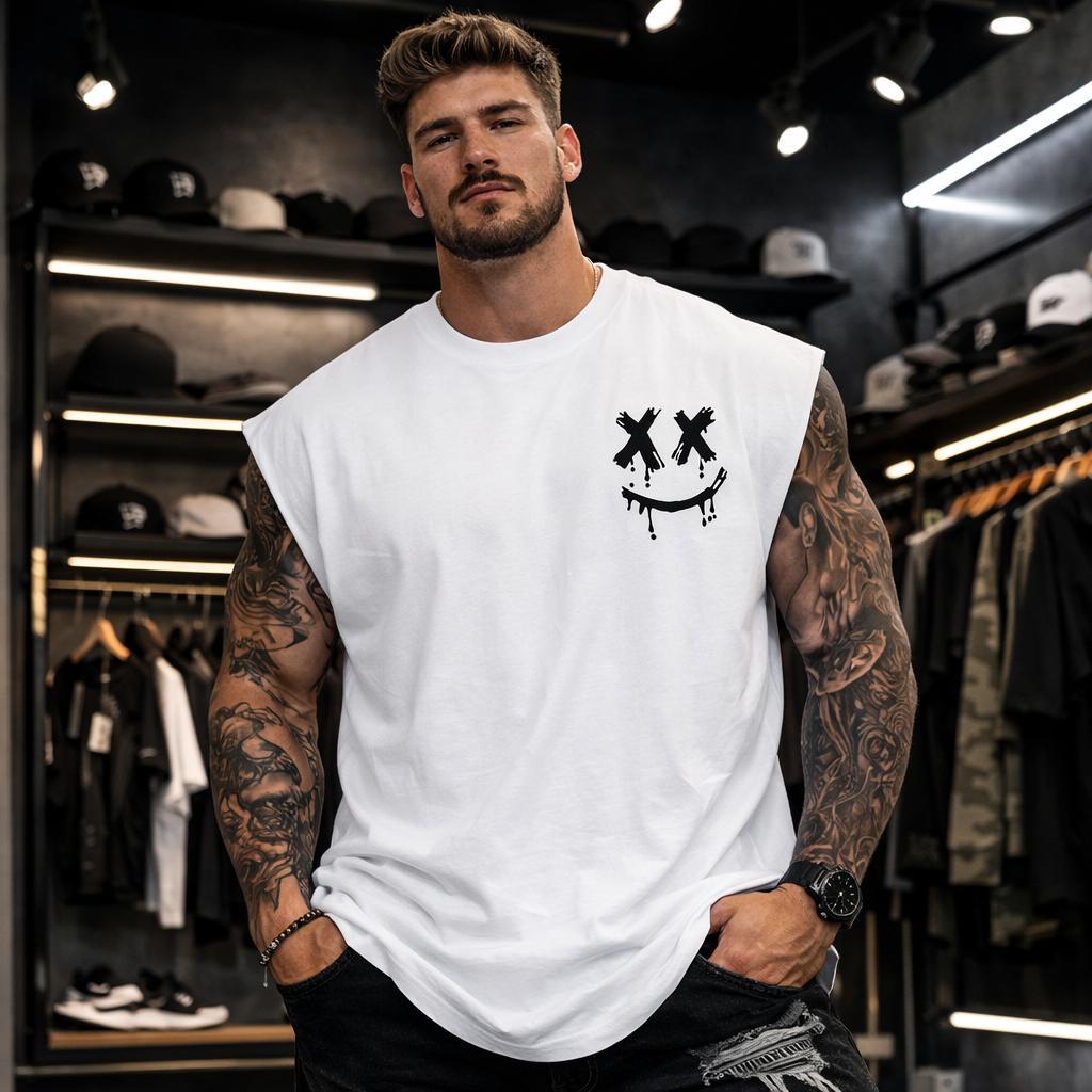 Regata Masculina Estilosa Algodão Camiseta Oversized Estilo Machao Cavada Varias Cores Lançamento Academia