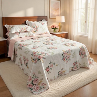 kit Colcha Cobre Leito Casal Queen King 3 Peças Dupla Face Estampada Florida Matelado Cama Box em Oferta na Shopee