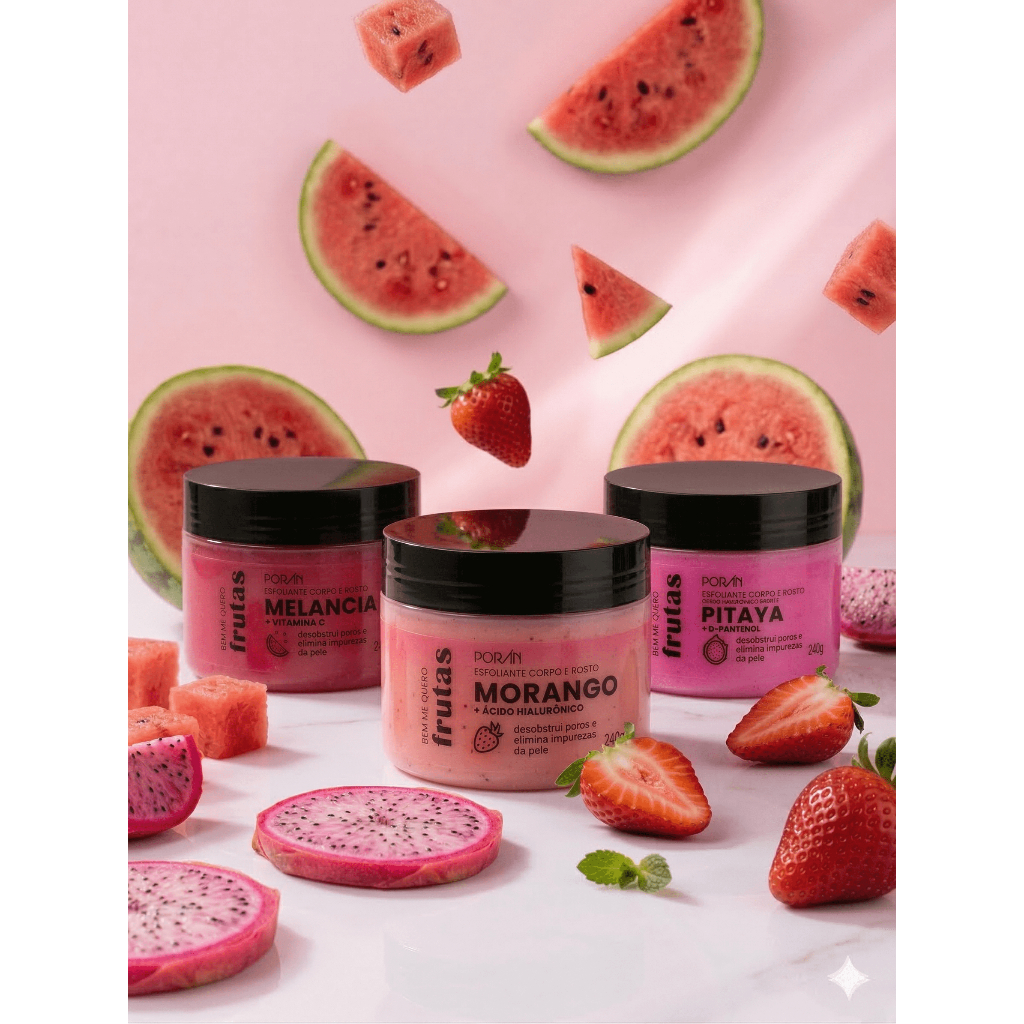 Esfoliante Corpo e Rosto Porán Melancia/Mogango/Pitaya 240g