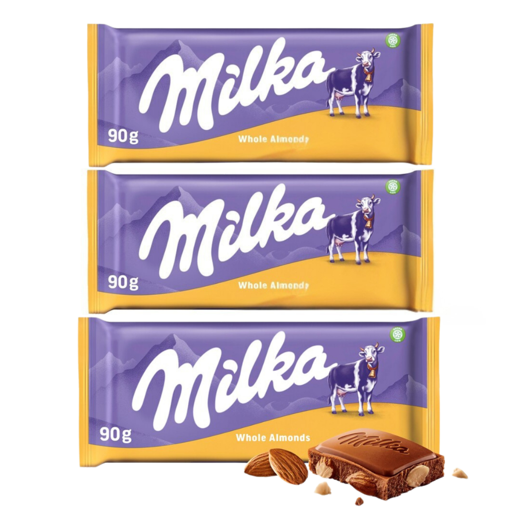 3 Chocolate Milka Whole Almonds Amendoas Inteira 90g em Oferta na Shopee