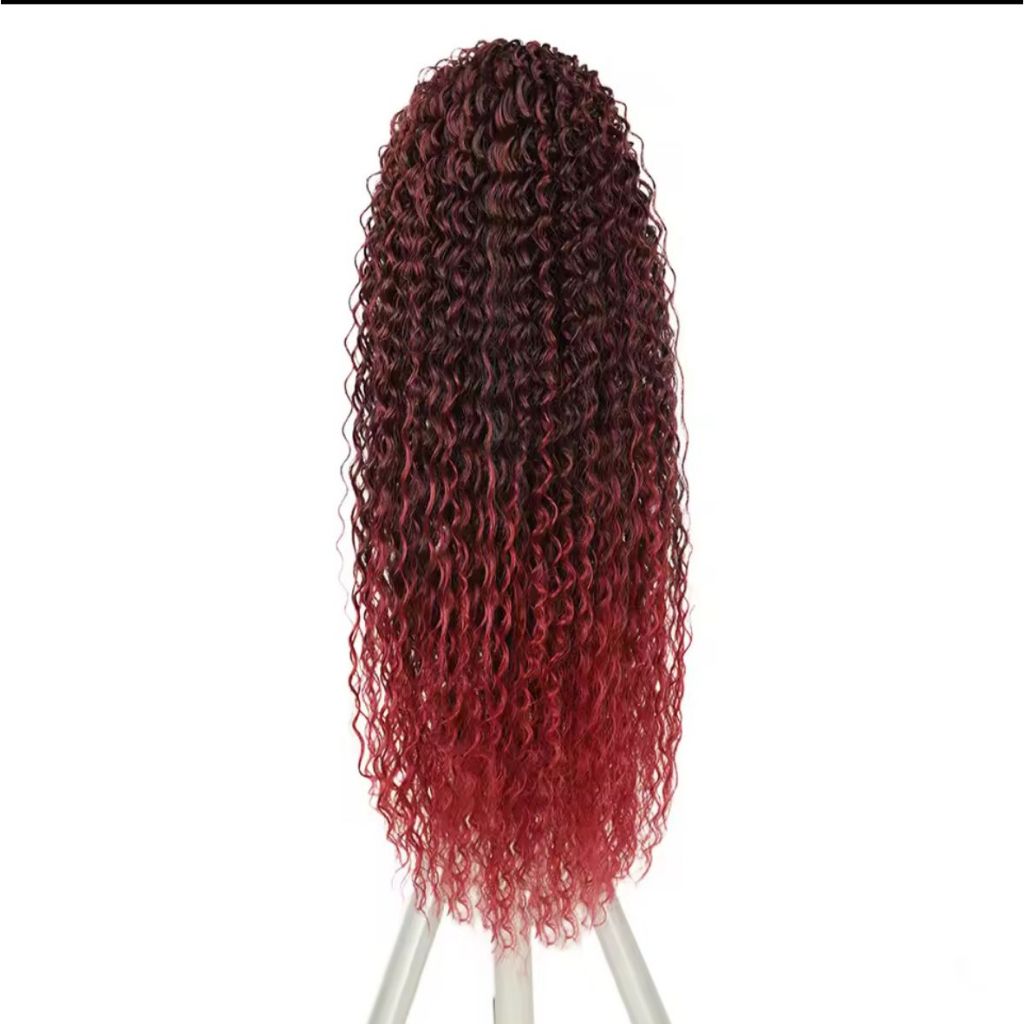 Detalhes do Cabelo Bio Orgânico Cacheado Ondulado 80cm 320g 9 Telas Cor Marsala Vermelho Natural Premium Aplique Mega Hair