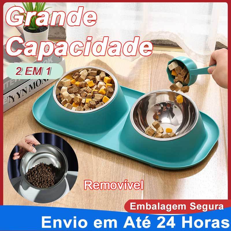 Comedouro Bebedouro 2 em 1 Aço Inox Duplo Antiderrapante para Cachorro Gato Pet em Oferta na Shopee