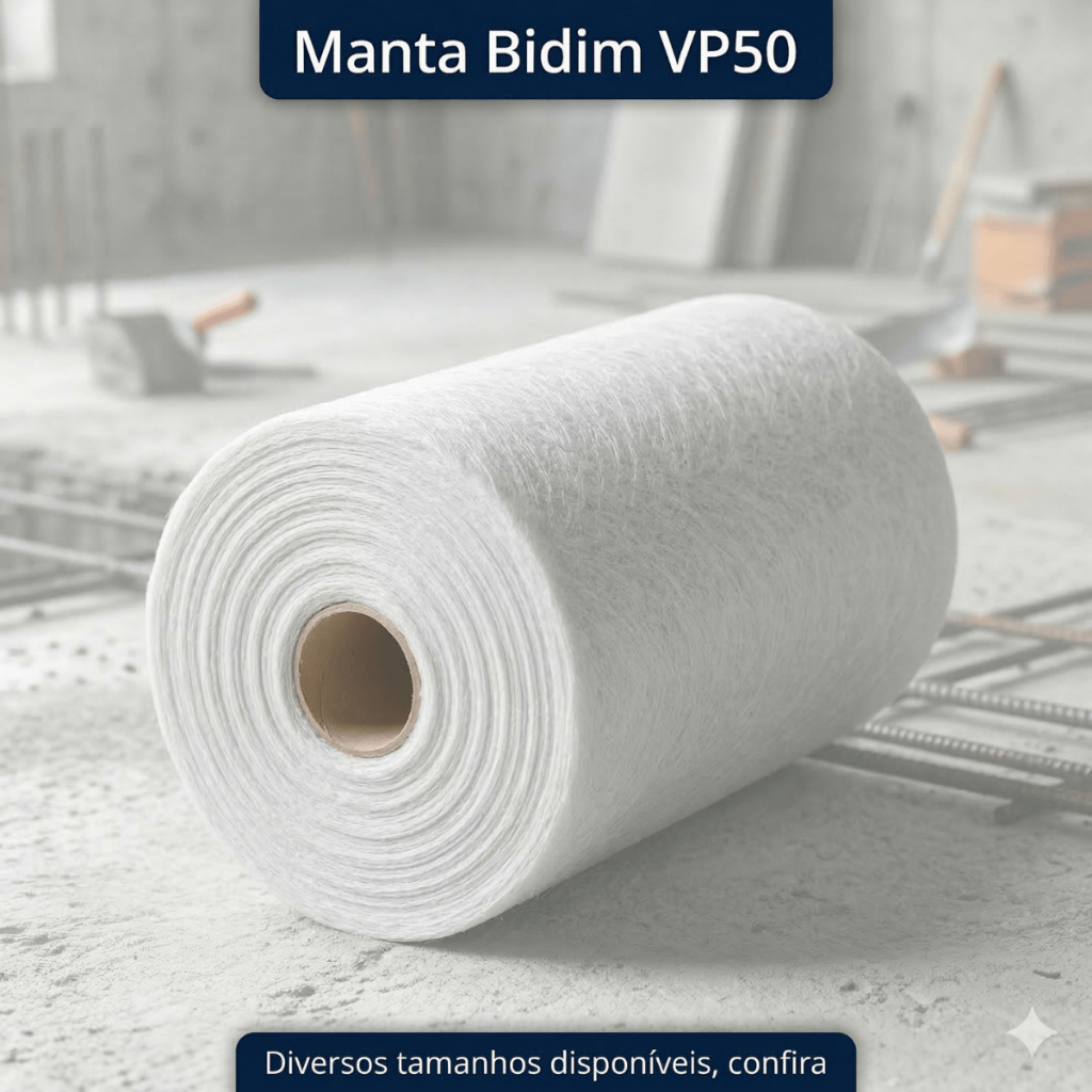 Manta Geotextil Bidim VP50 Impermeabilização Telhado Proteção Estrutural Construção Laje Telhado