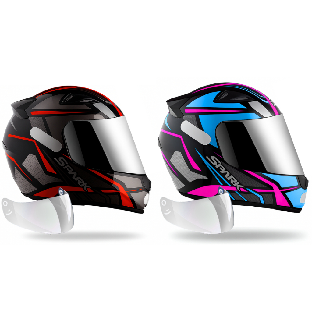 Kit Capacete Ebf Spider Vermelho e Spider Tiffany Mais Viseira Cromada