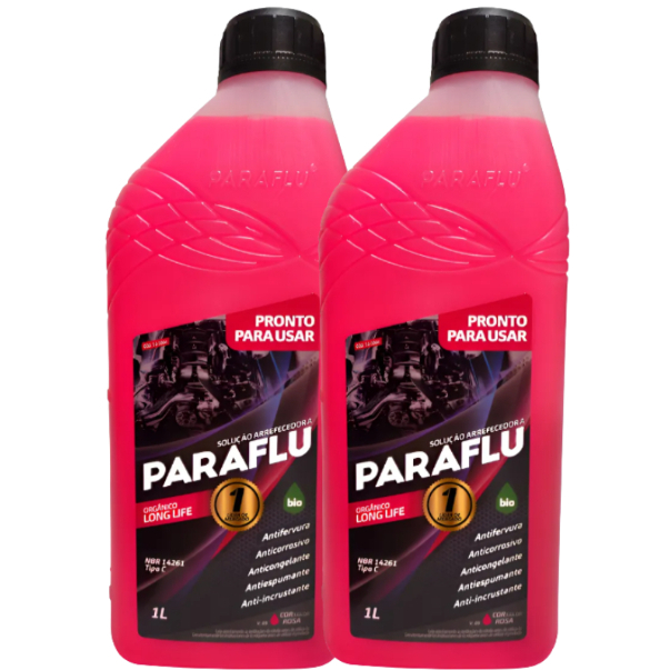 Kit Aditivo Radiador Paraflu 2 Litros Orgânico Rosa Long Life Pronto para uso 103004