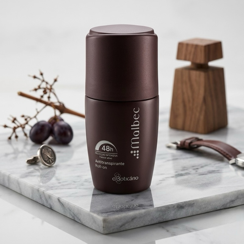 Desodorante Antitranspirante Roll-On Malbec O Boticário 55ml Original – Proteção 48h