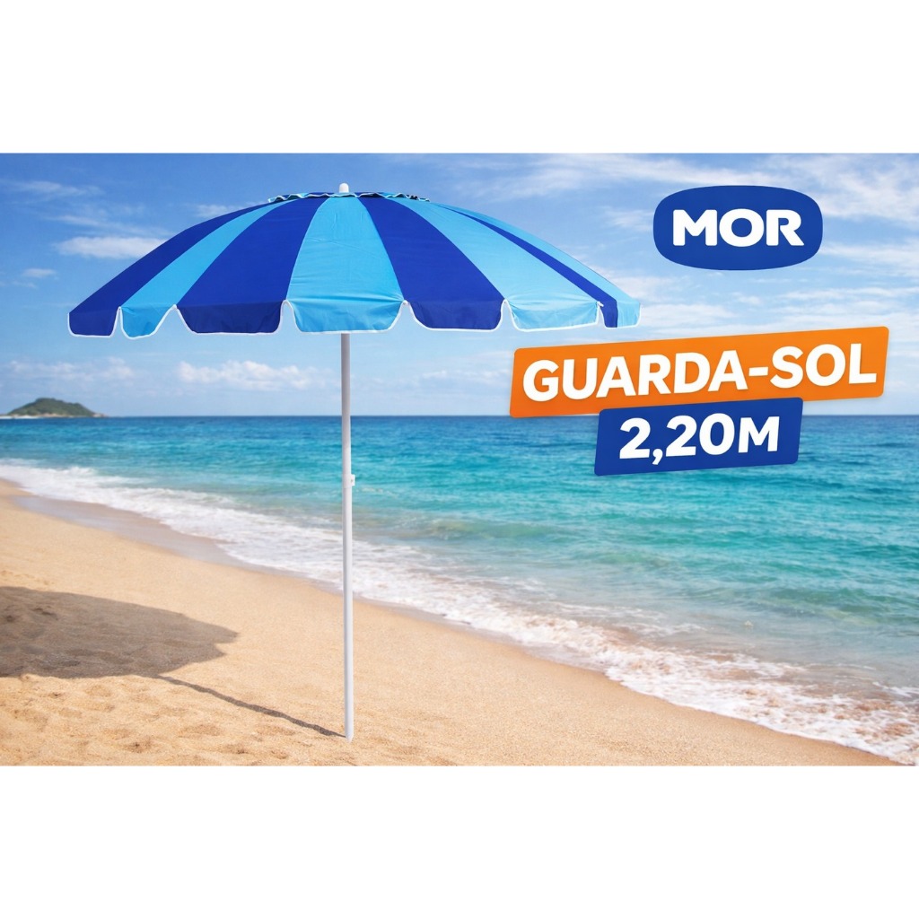 Guarda-Sol Poliéster Praia Piscina 2,20m Sky Alumínio Mor