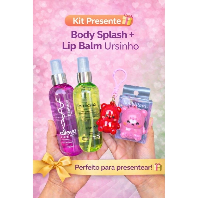 Kit body Splash Corporal Gloss Labial Com Cheirinho