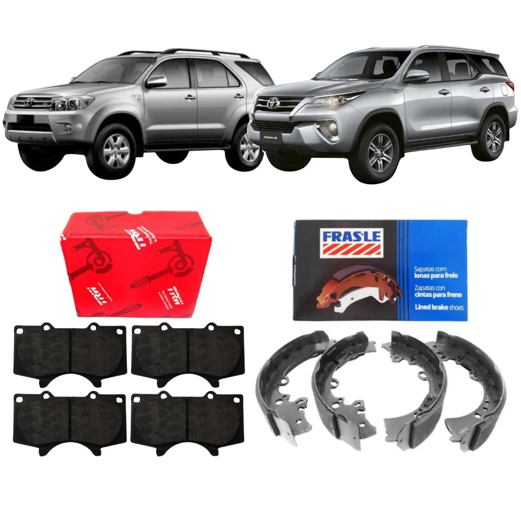 KIT PASTILHA DE FREIO TRW + SAPATA DE FREIO FRASLE HILUX SW4 2005 A 2018